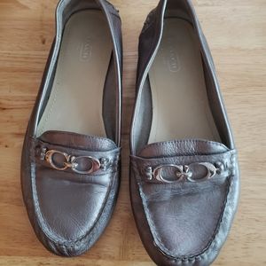 Gorgeous pewter Coach loafers sz 8.5